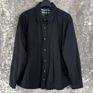 Lee Size XL Plaid Lined Casual Button Top Black Long SLeeve Collar Long Sleeve